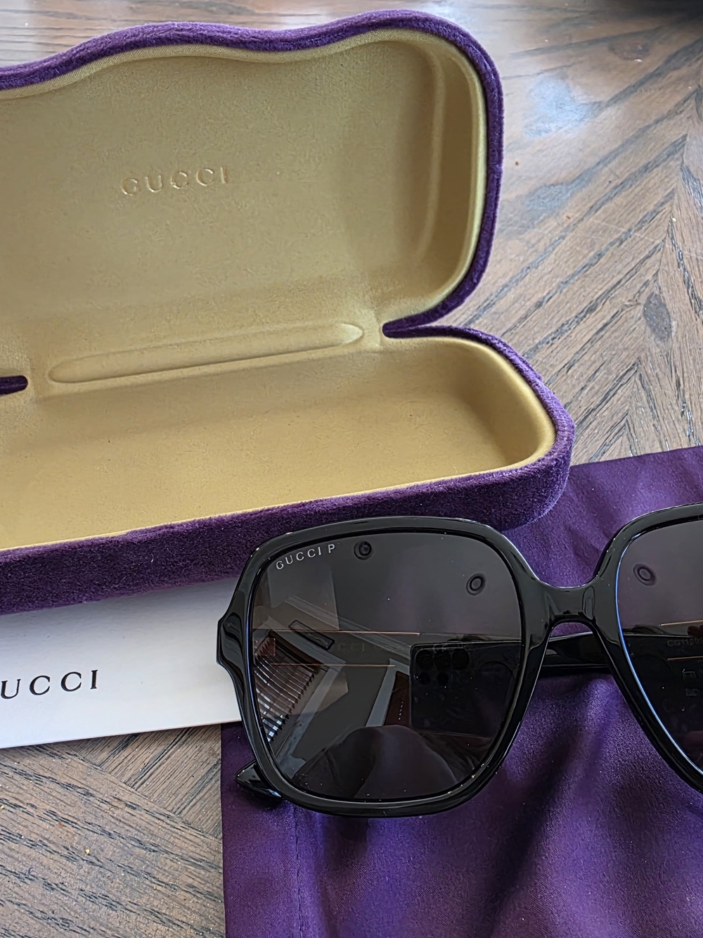 Gucci Black Oversized Square Women's Sunglasses with Dark Lenses